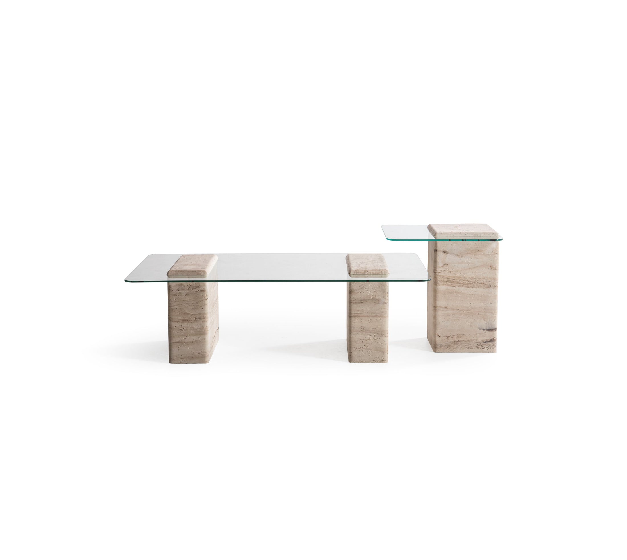 Table basse duo en travertin