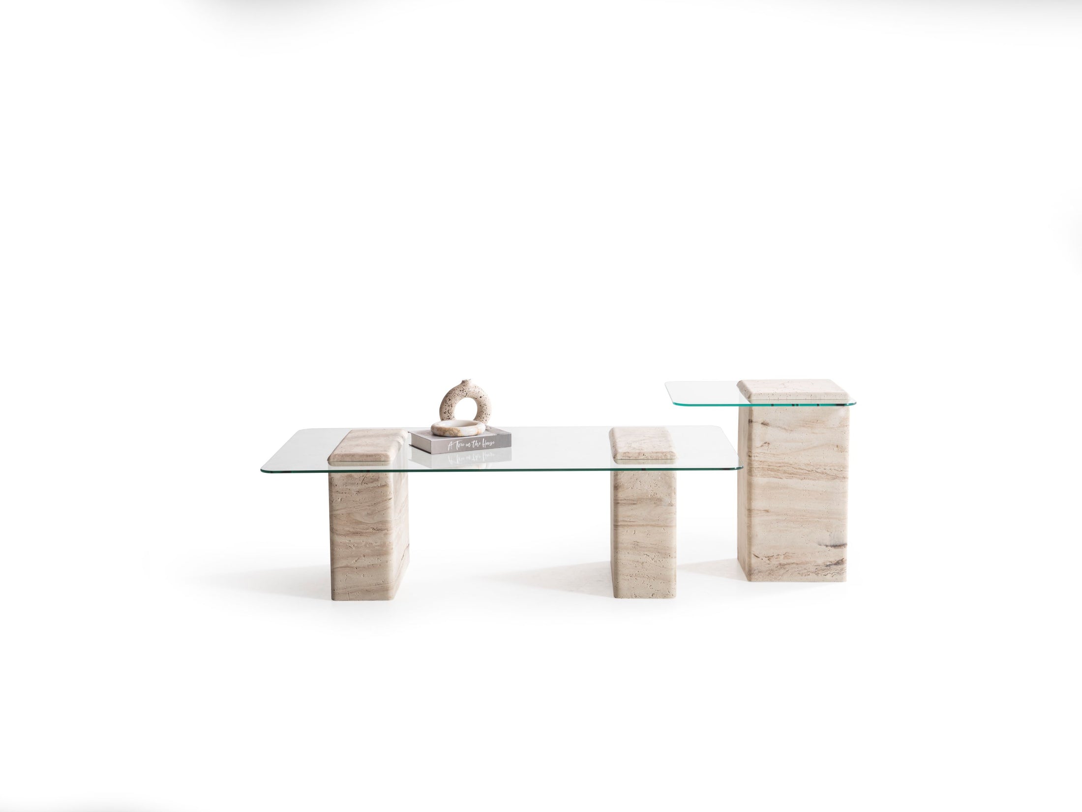 Table basse duo en travertin