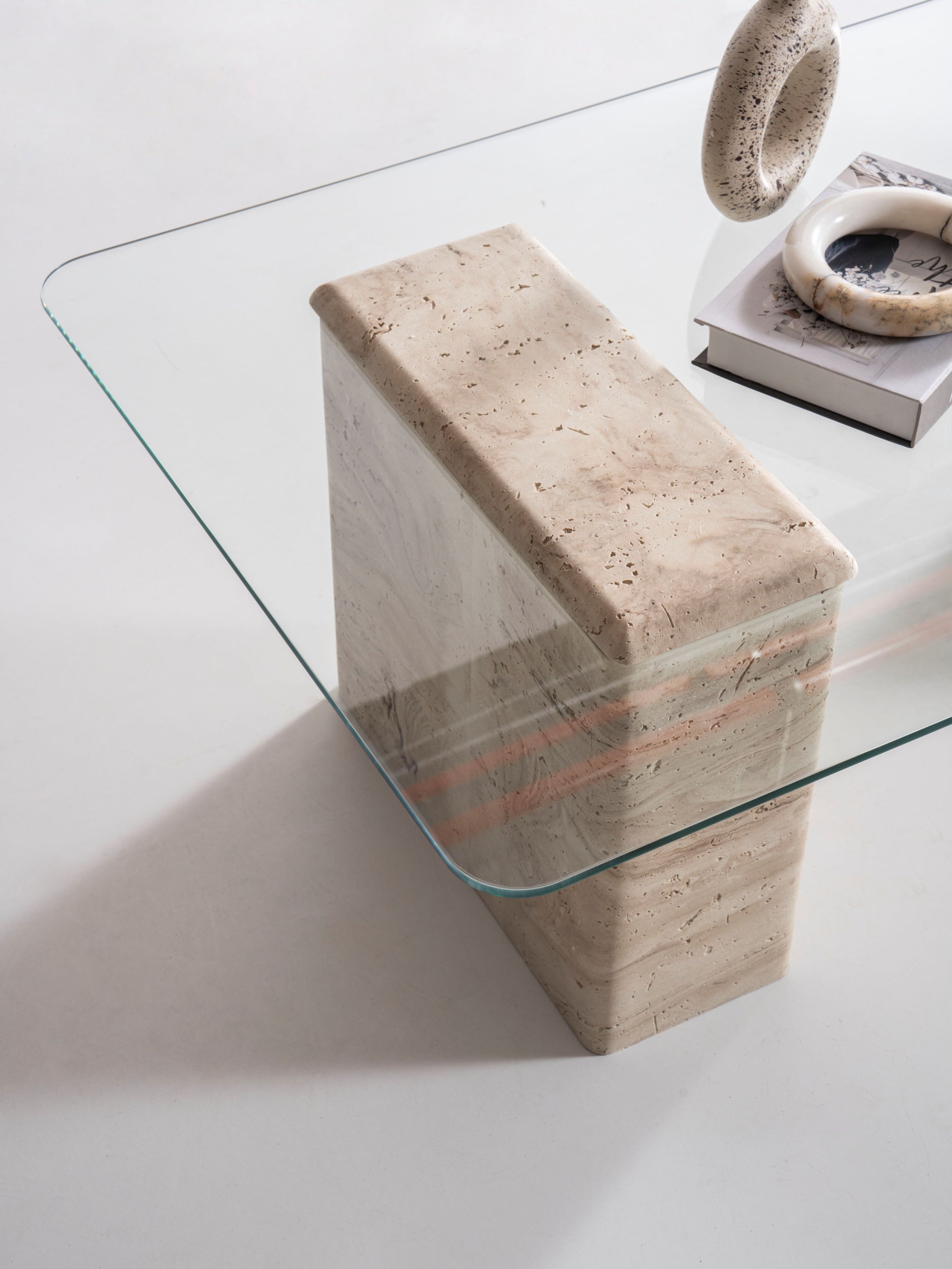 Table basse duo en travertin