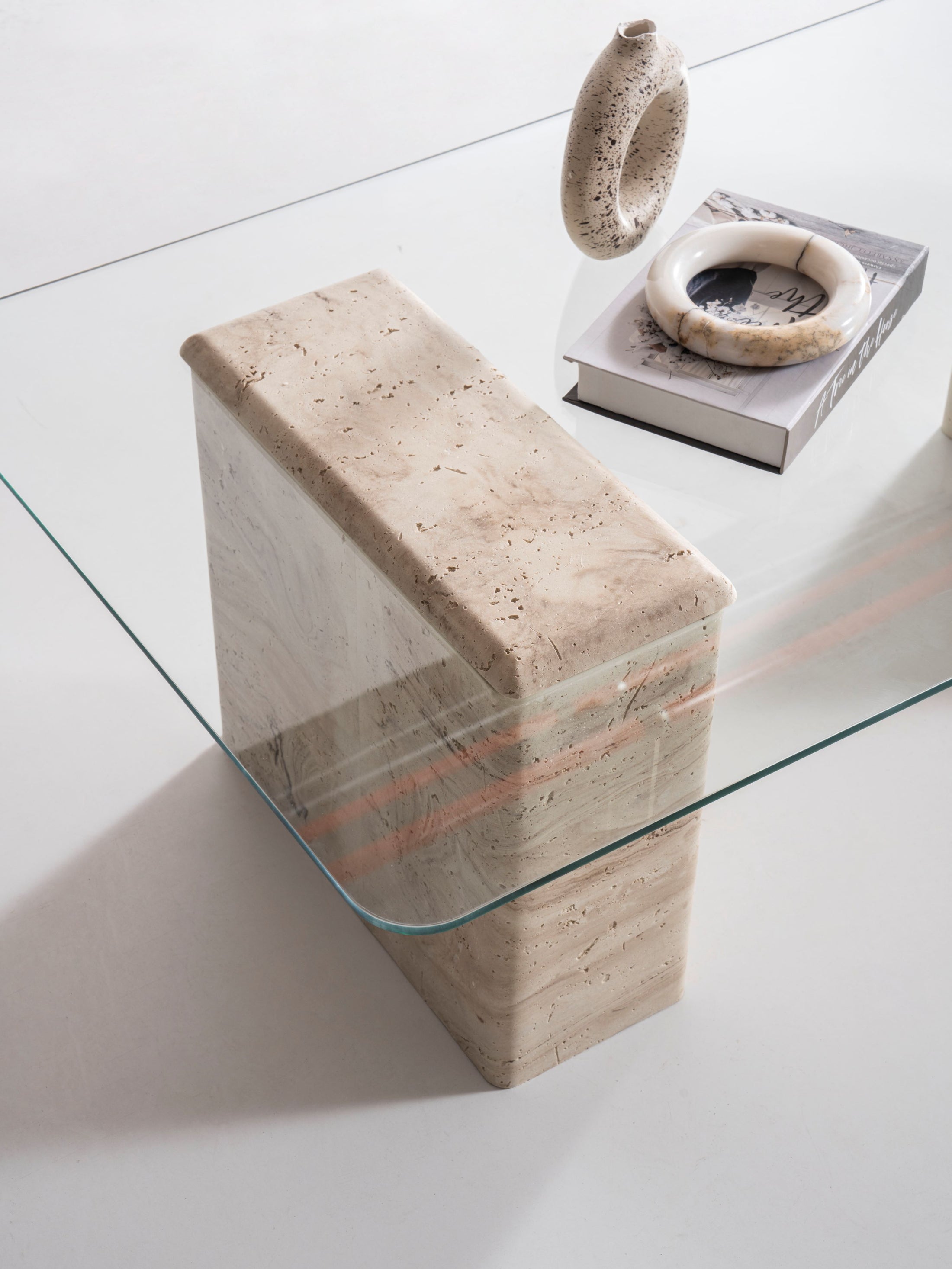 Table basse duo en travertin